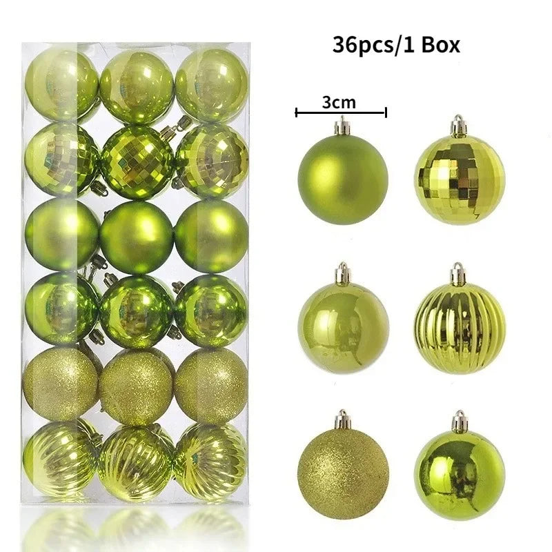 Bolas de natal Ornamentos de árvore de Natal de 3 mm de 36 quilates, grandes ornamentos