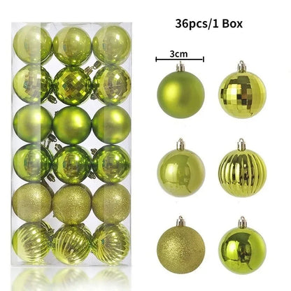 Bolas de natal Ornamentos de árvore de Natal de 3 mm de 36 quilates, grandes ornamentos