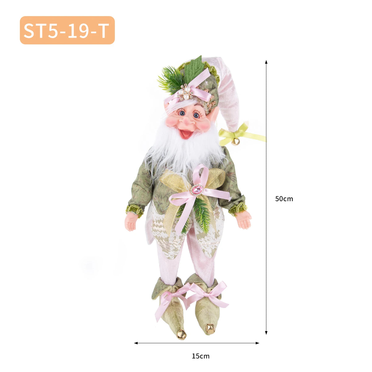Enfeite Elfo Verde e Vermelho 45cm e 55cm Merita, Personagens Natalinos para Decoração
