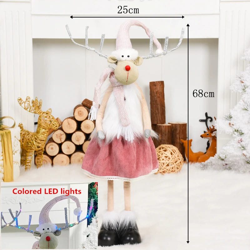 Estatueta de veado em pé de rena em pé de Natal - Escultura de rena em pé de pelúcia