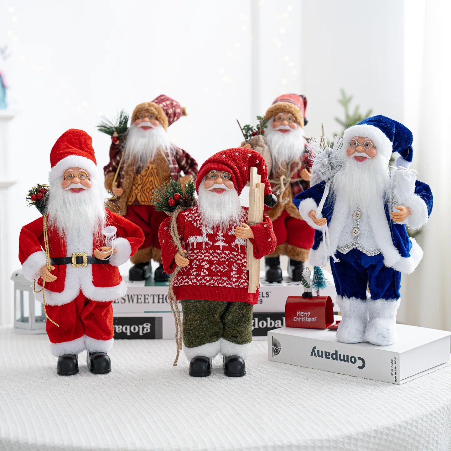 Boneco Papai Noel Lanterna Vermelho decoração de mesa de papai Noel de 30CM*11.81