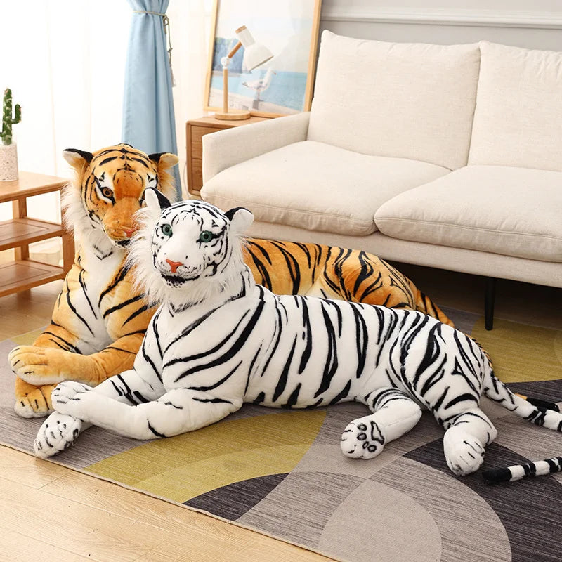 Gigante vida real tigre pelúcia gigante tigre branco para decoração, adorável tigre