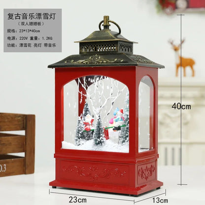 Poste lanterna natal decorativa com luz LED poste decorativo papai Noel Natal Luz e Neve