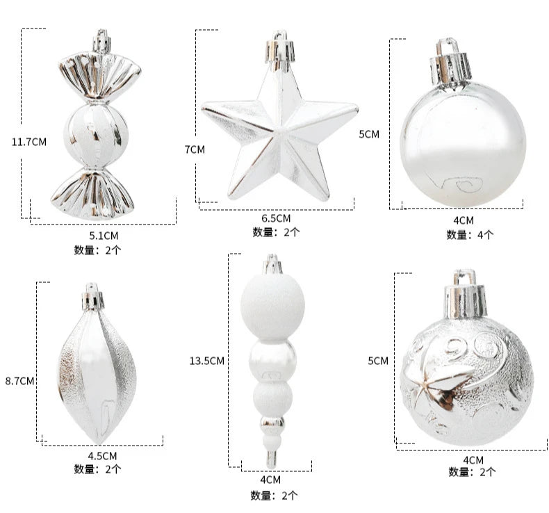 Bolas de natal Enfeites de Natal colorido inquebráveis, 50 peças, plástico, pendurar, Natal