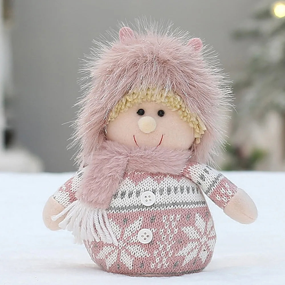 Boneco de Árvore de Natal Festivo Natal Rosa de Pelúcia Tecido Figure Desktop Decoração