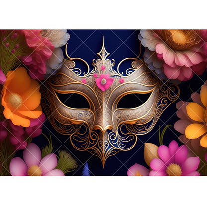 Carnaval, cenário fotográfico, roxo, verde, dourado, máscara, baile, dança, fundo máscaras