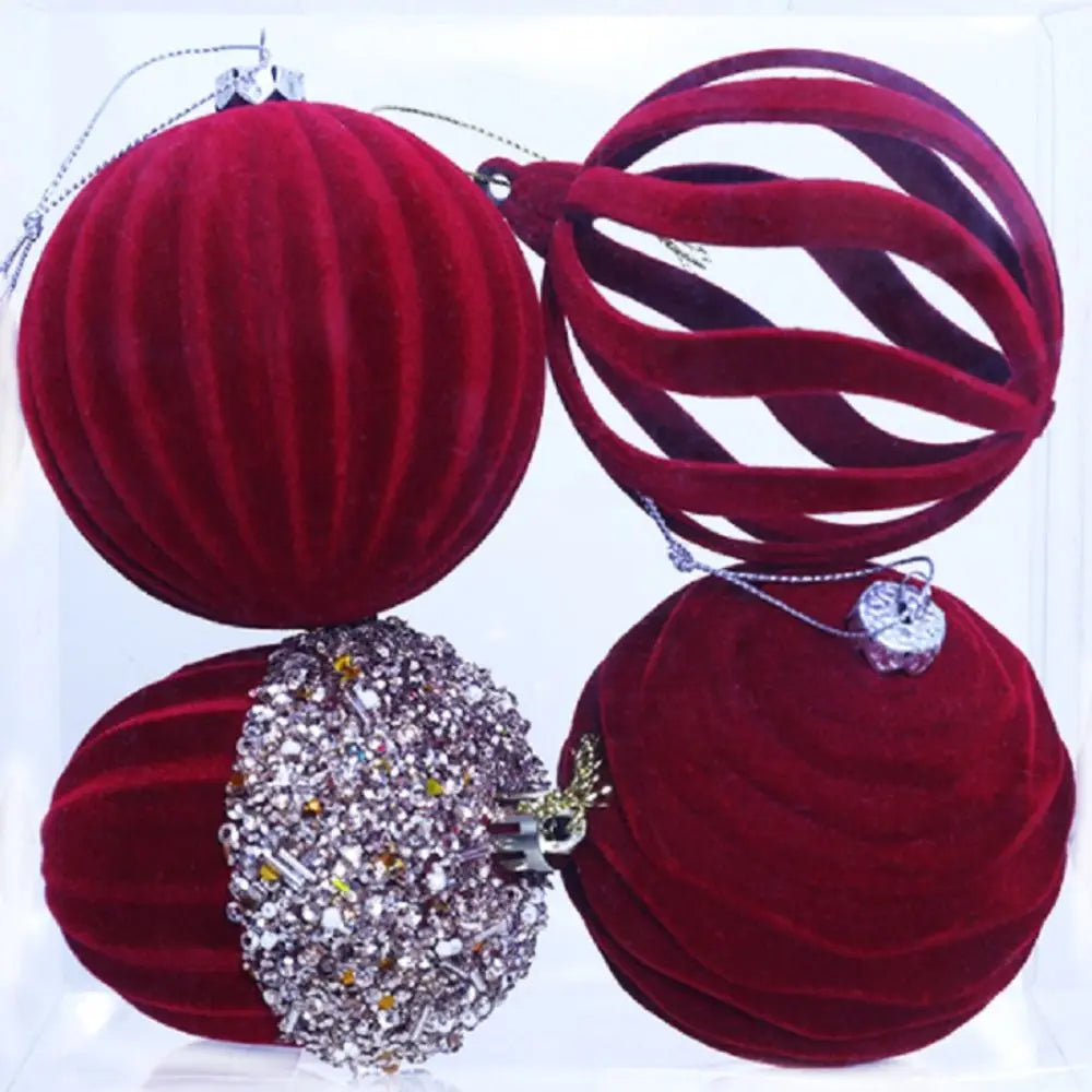 Bola de Natal Enfeites de Bolas de Natal de Veludo 4 Peças Decorativos / Tamanho: 16x8cm
