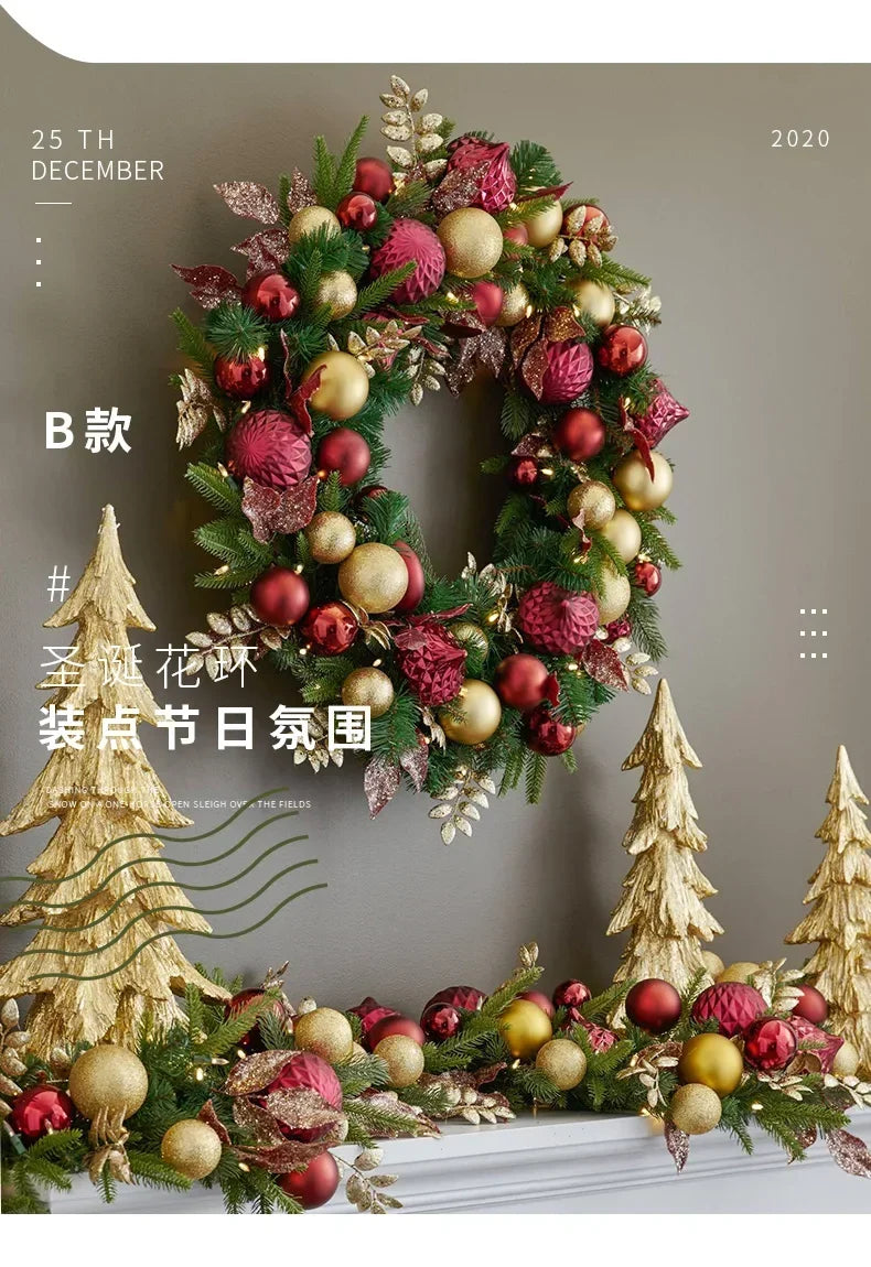 Guirlanda de Natal para porta da frente, decoração de guirlanda de Natal, guirlanda Natal