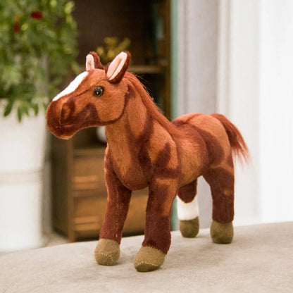 Cavalo De Pelúcia Com Sela Bicho Fazendinha 30Cms (Marrom Escuro)