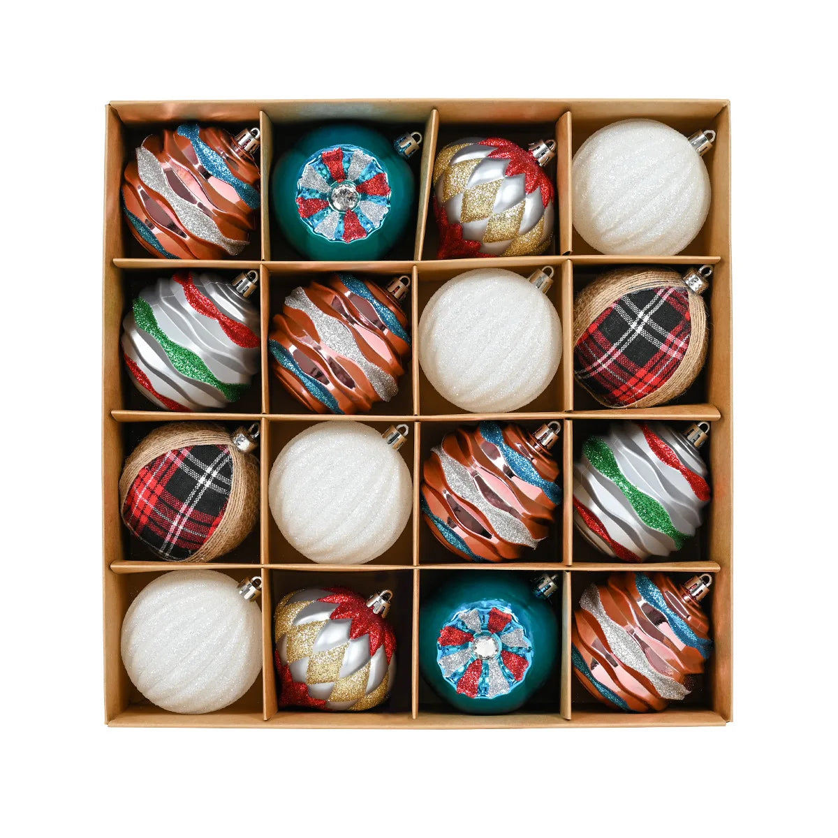 Enfeites de bolas de Natal de 8,5 cm – 16 peças de bolas de plástico para árvore de Natal