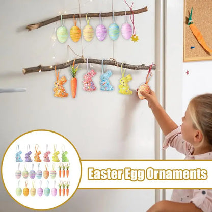 Ovos/Coelho/Cenoura de Páscoa decoração 24 peças de enfeites ovo Páscoa e cenoura