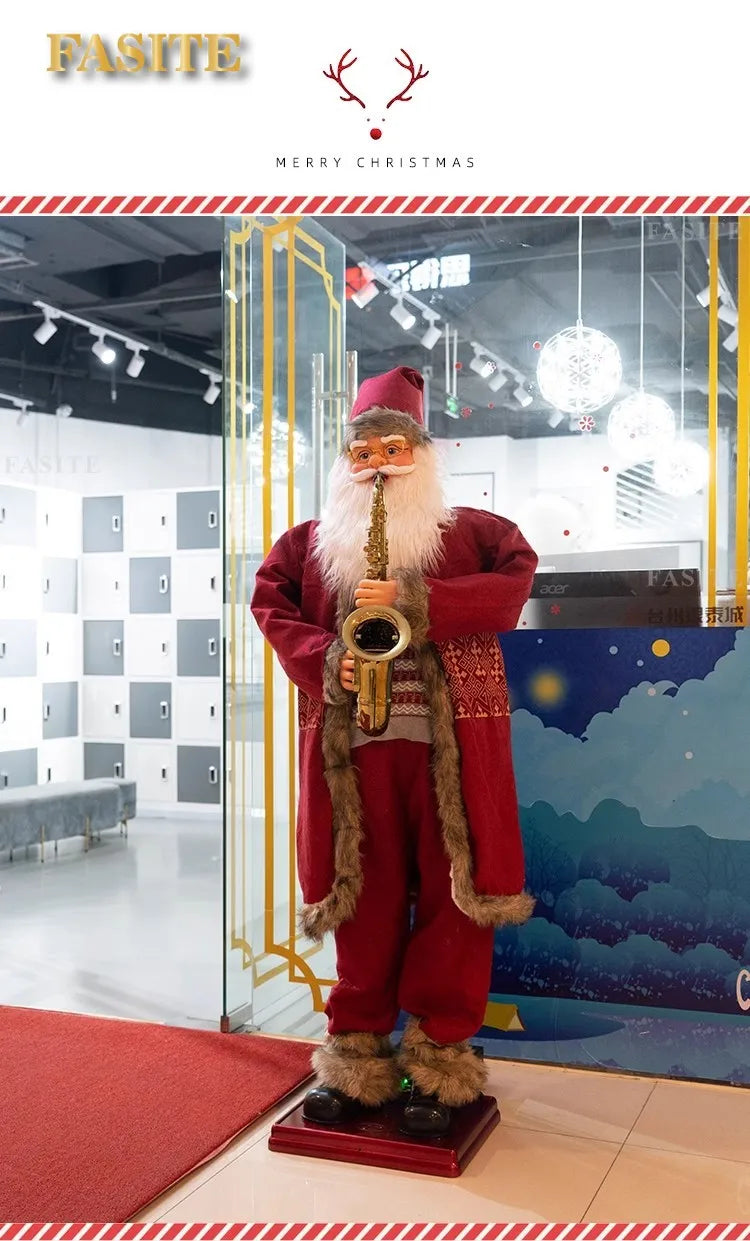 Papai Noel Dançante Animado Shopping Em Tamanho Real, Papai Noel Dançante Cantando