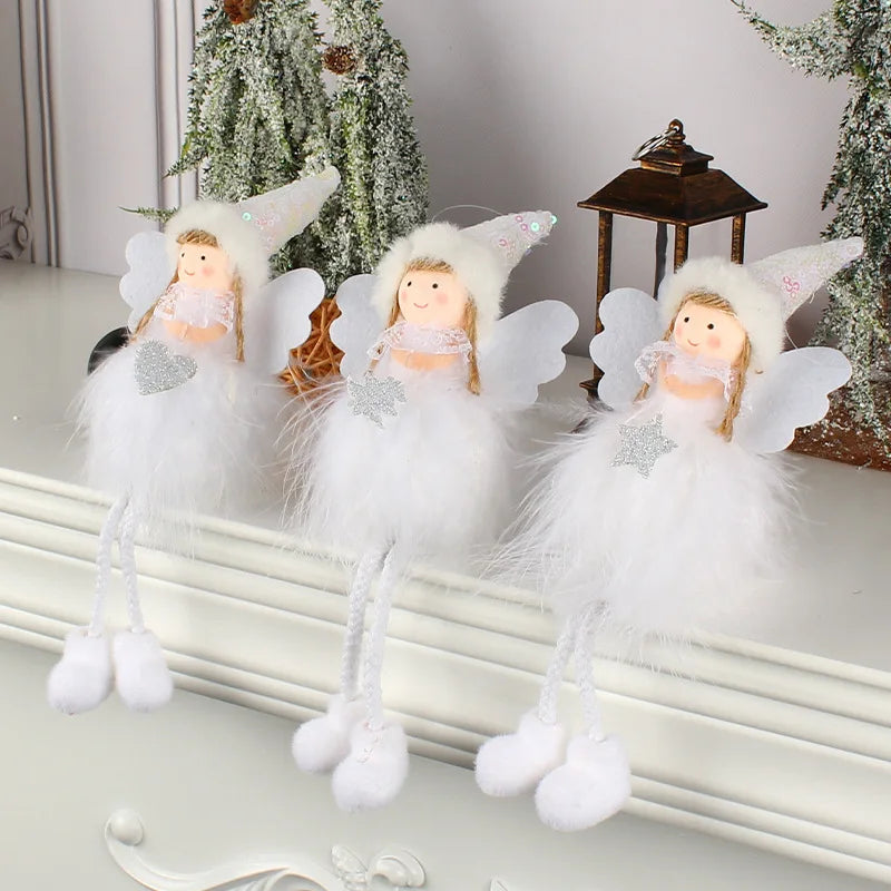 Pingente Anjo Natal Decoração de menina anjo de natal | Pingente de boneca anjo pelúcia