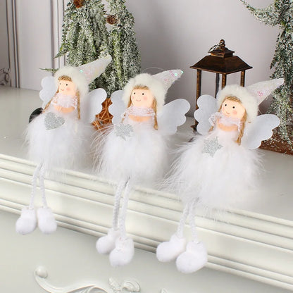 Pingente Anjo Natal Decoração de menina anjo de natal | Pingente de boneca anjo pelúcia