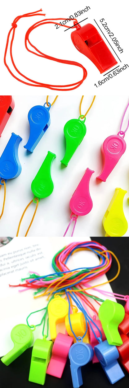 Apitos de plástico com cordão padrão de futebol treinamento apito infantil crianças futebol