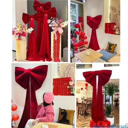 Laço decoração de shopping arcos de pelúcia vermelhos grandes Borgonha decoração