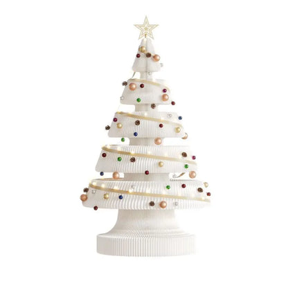 Árvore de Natal de 99 cm de Altura, Mini Árvore de Papel Dobrável com Iluminação Natal