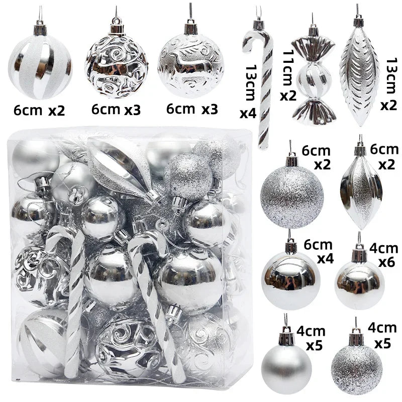 Bolas de natal Enfeites de Natal colorido inquebráveis, 50 peças, plástico, pendurar, Natal