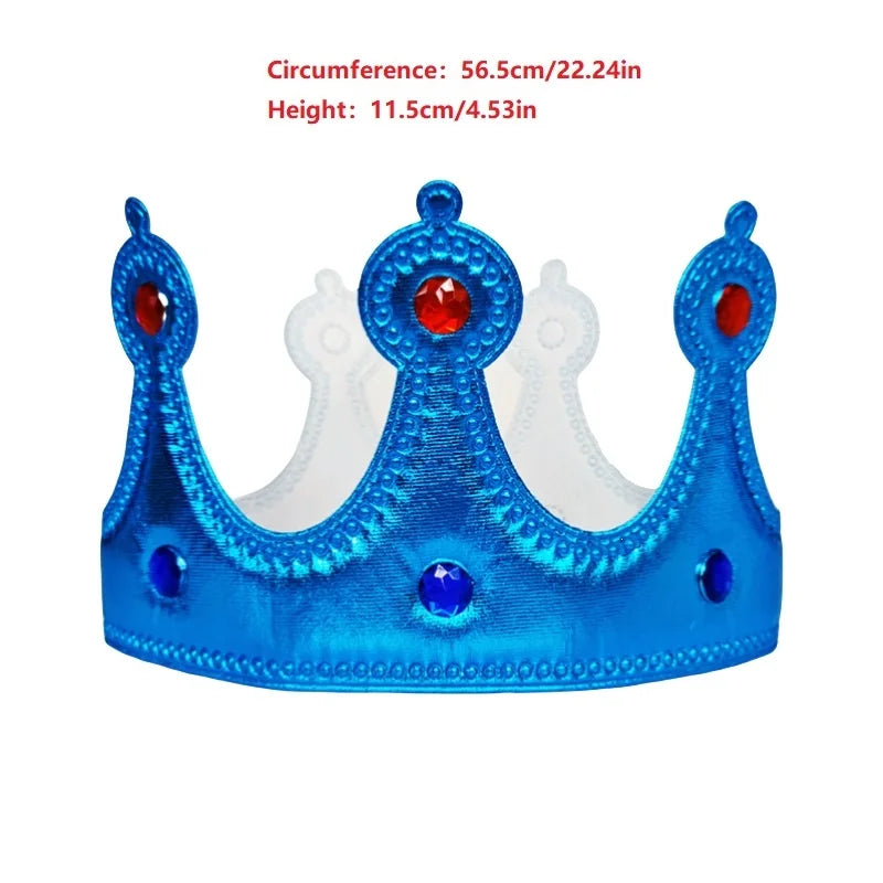 Coroa para Cabeça Festa Reinado do Masculino e Feminino Azul - 1 unidades