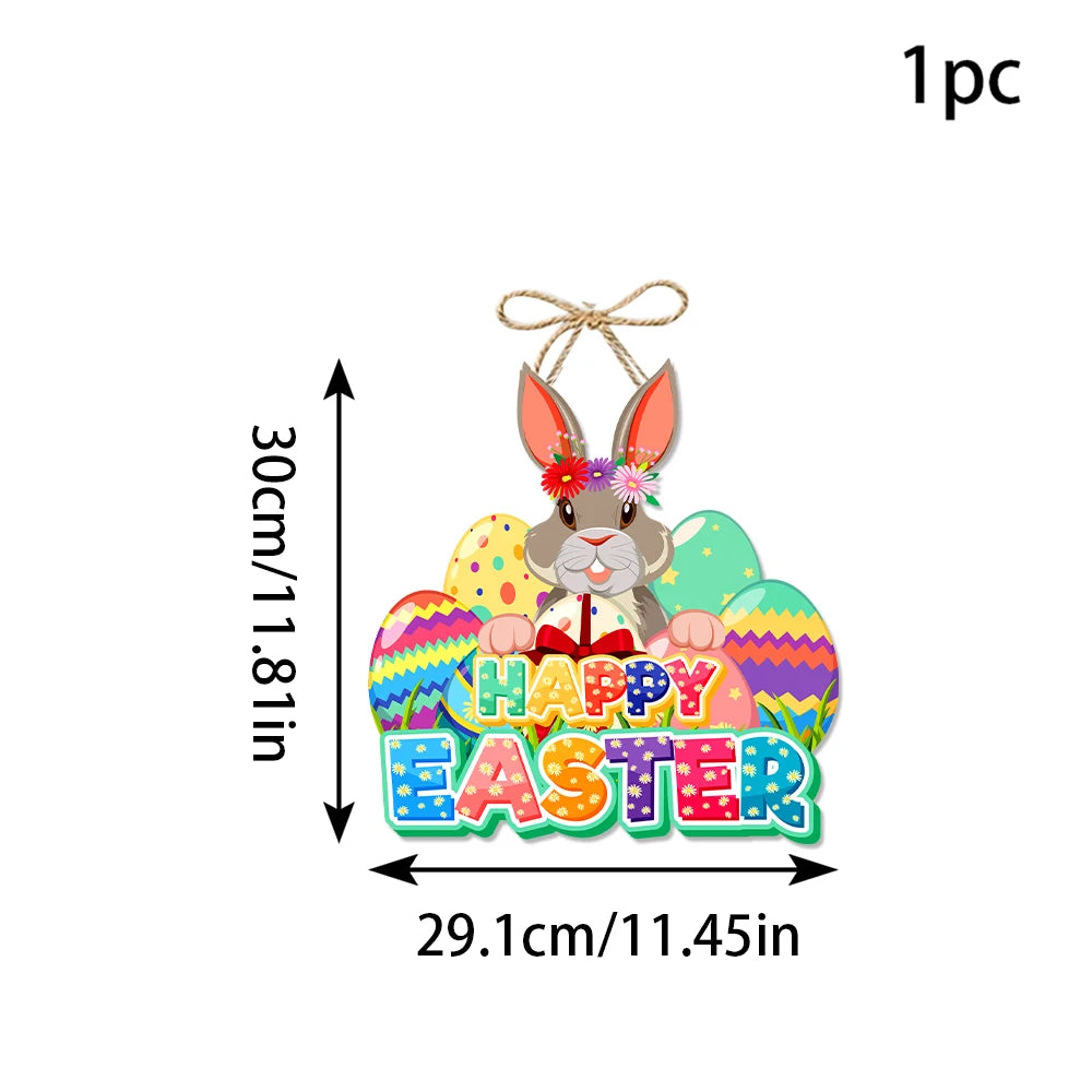 Plaquinha de Coelho Páscoa Decoração de Páscoa para Porta Interna, Design de Coelho