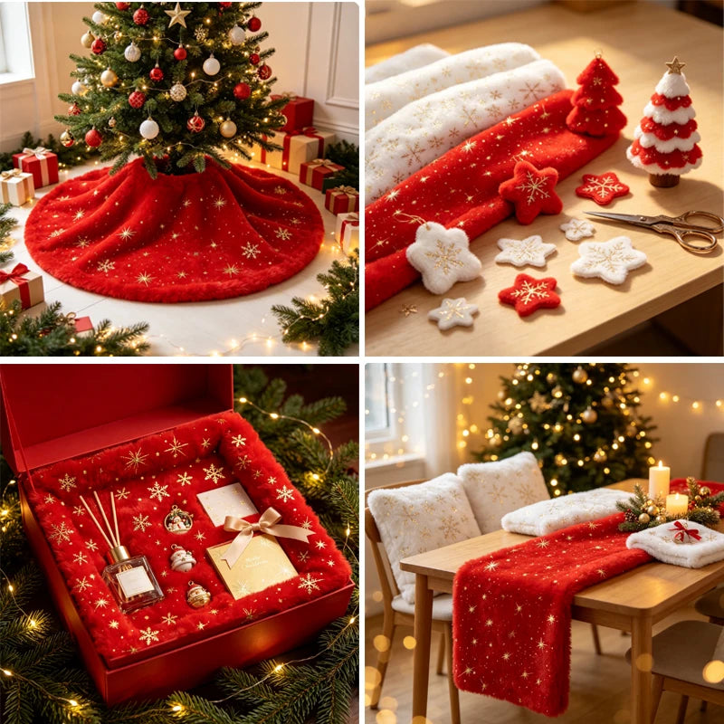 Toalha Estampa de Flocos Neves 40 Formas de Usar Árvore Natal, Saias, Capas de Almofada e 100% Poliéster