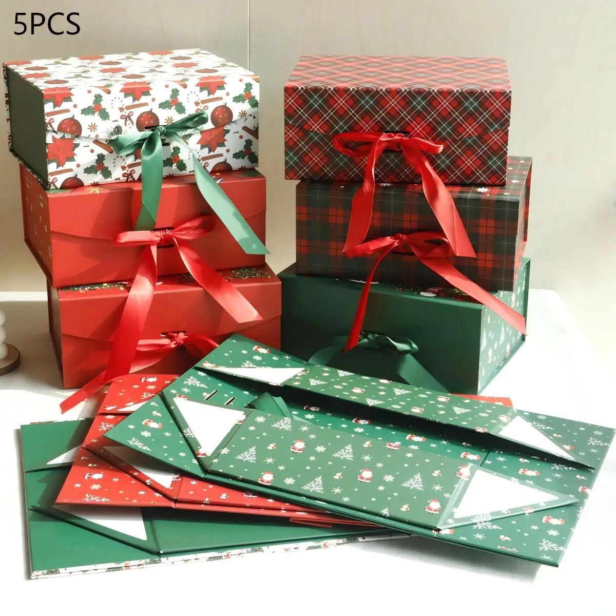 Caixa de Presente Dobrável de Natal em Papel Rígido com Tampa Caixa de Presente de Natal