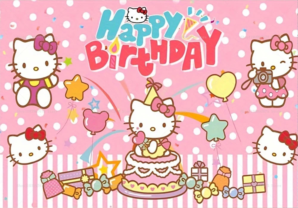 Cenários para festa Hello Kitty Girls  para festa de aniversário de gatinho, lembrancinhas
