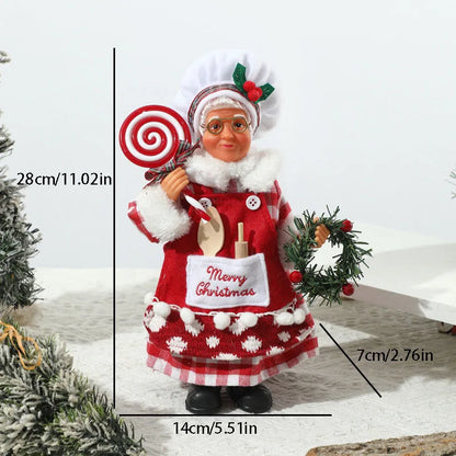 Boneco Papai Noel Cozinheira Estatueta de Chef de Natal, estilo Mamãe Noel, presente