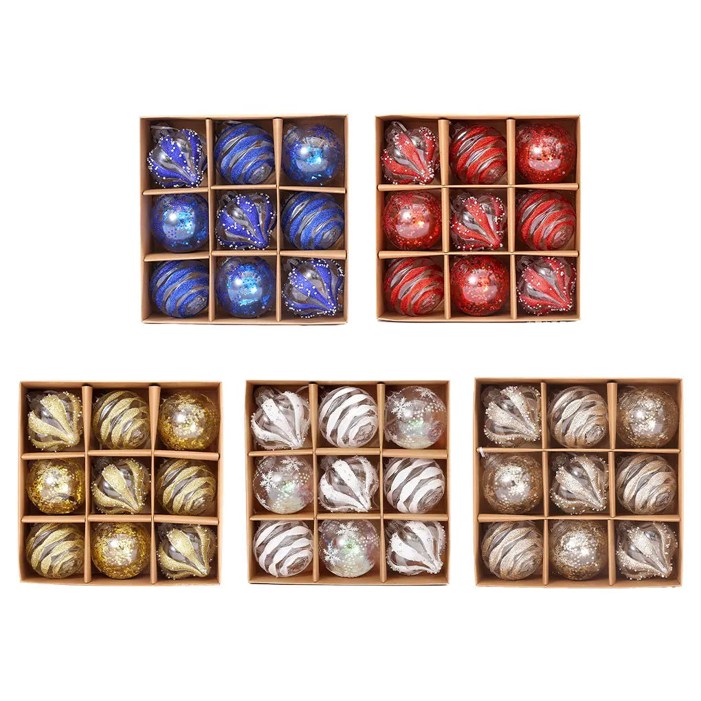 Bola de Natal Colgante de Plástico com Forma de Bolas 9 Peças Enfeites de Bola de Natal