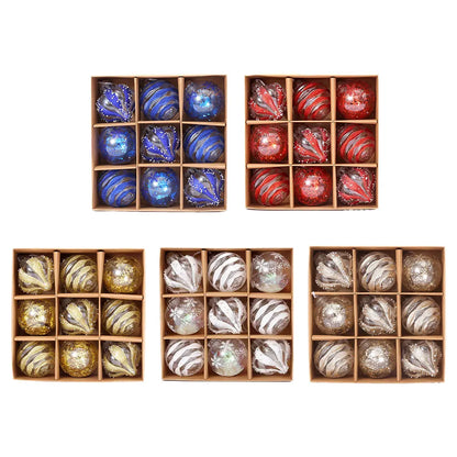 Bola de Natal Colgante de Plástico com Forma de Bolas 9 Peças Enfeites de Bola de Natal