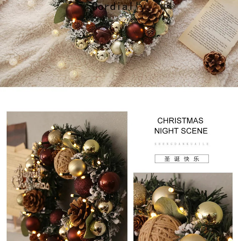 Guirlanda de outono de 50CM, elegante guirlanda de Natal champanhe dourado vermelho