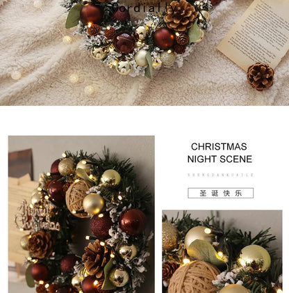 Guirlanda de outono de 50CM, elegante guirlanda de Natal champanhe dourado vermelho