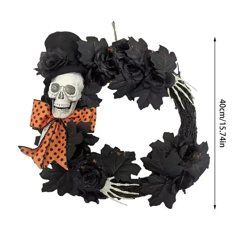 Coroa de esqueleto para porta, Coroa de Halloween assustadora para ambiente
