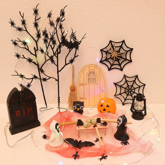 Conjunto de mini estatuetas de Halloween - Miniatura Decoração Halloween Decoração