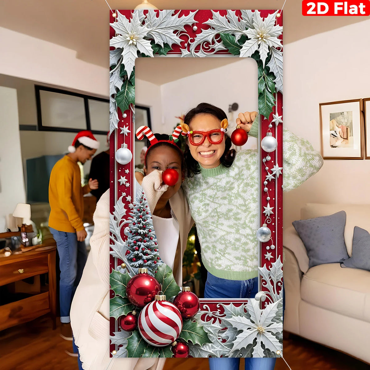 Moldura de Selfie Plana 2D com Tema Natalino 180 cm*altura:90cm Placa Moldura para Foto Personalizada