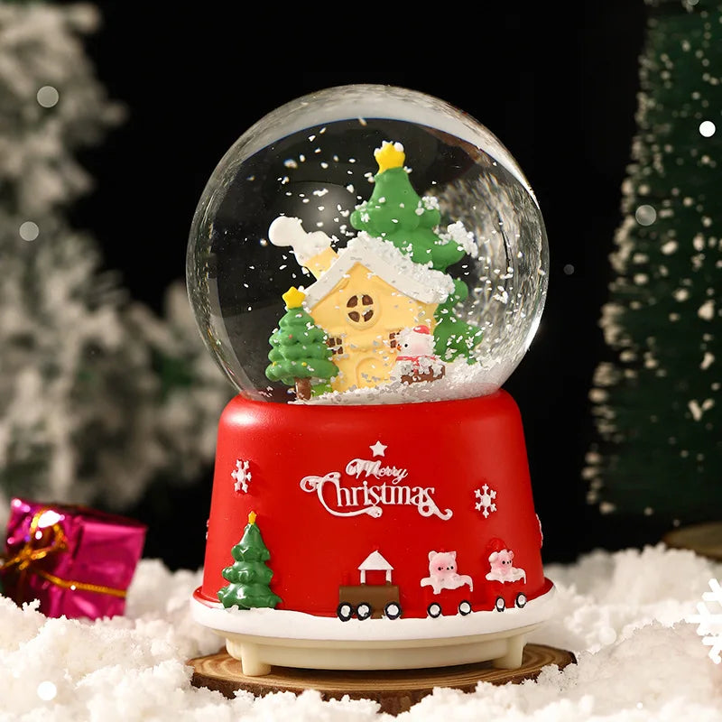 Globo de Neve de Natal, Bola de Cristal Iluminada, Enfeites de Bola de Vidro, Decorações