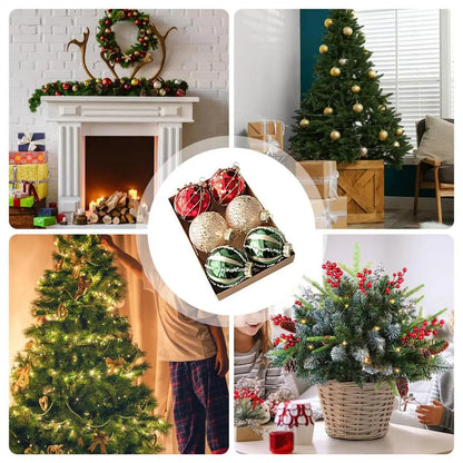 Bolas de Natal 6 Peças de Bolas de Natal de 6 cm Verde Vermelhão Brilhante Pendurar