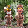 Estátua de jardim Tiki com decoração atualizada, estatueta Tiki de resina com luzes