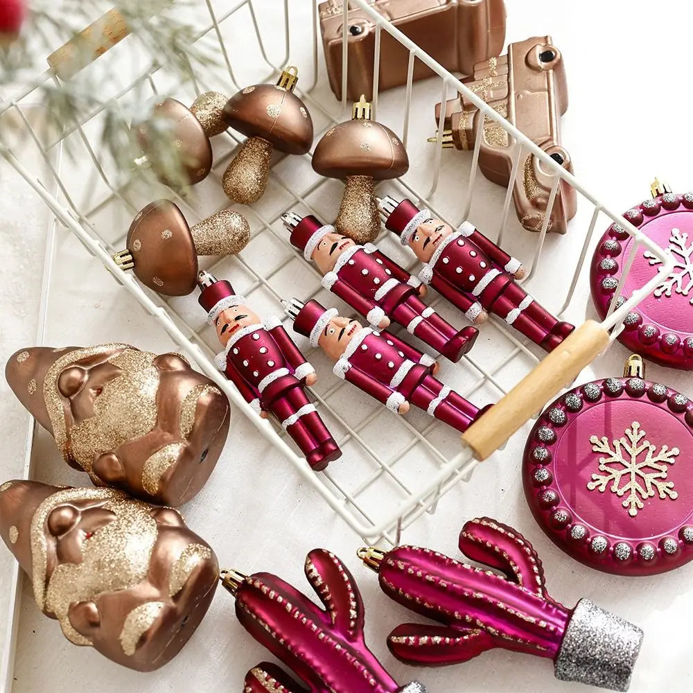 Kit enfeites coloridos árvore de Natal Pingentes De Enfeites De Natal De Plástico Decoração