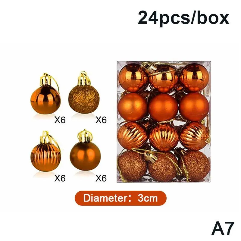 Bola de Natal 24 Peças de Enfeites de Natal Inquebráveis, 3m*6cm Conjuntos de Bolas