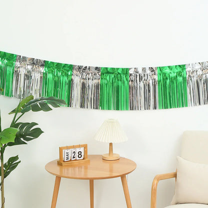 Pacote com 2 pés de Carnaval de folha de franjas guirlanda metálica de borla banner