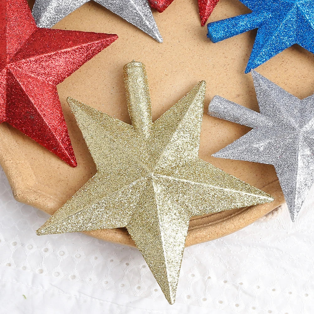 Estrela de Natal com Glitter Topo de árvore de estrela com glitter, 15cm, decoração Natal