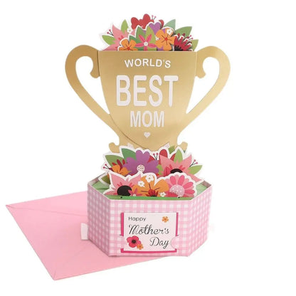 Cartão Pop Up 3D da Filha Cartões Feliz Dia das Mães para Melhor Mãe Cartão 3D Envelope