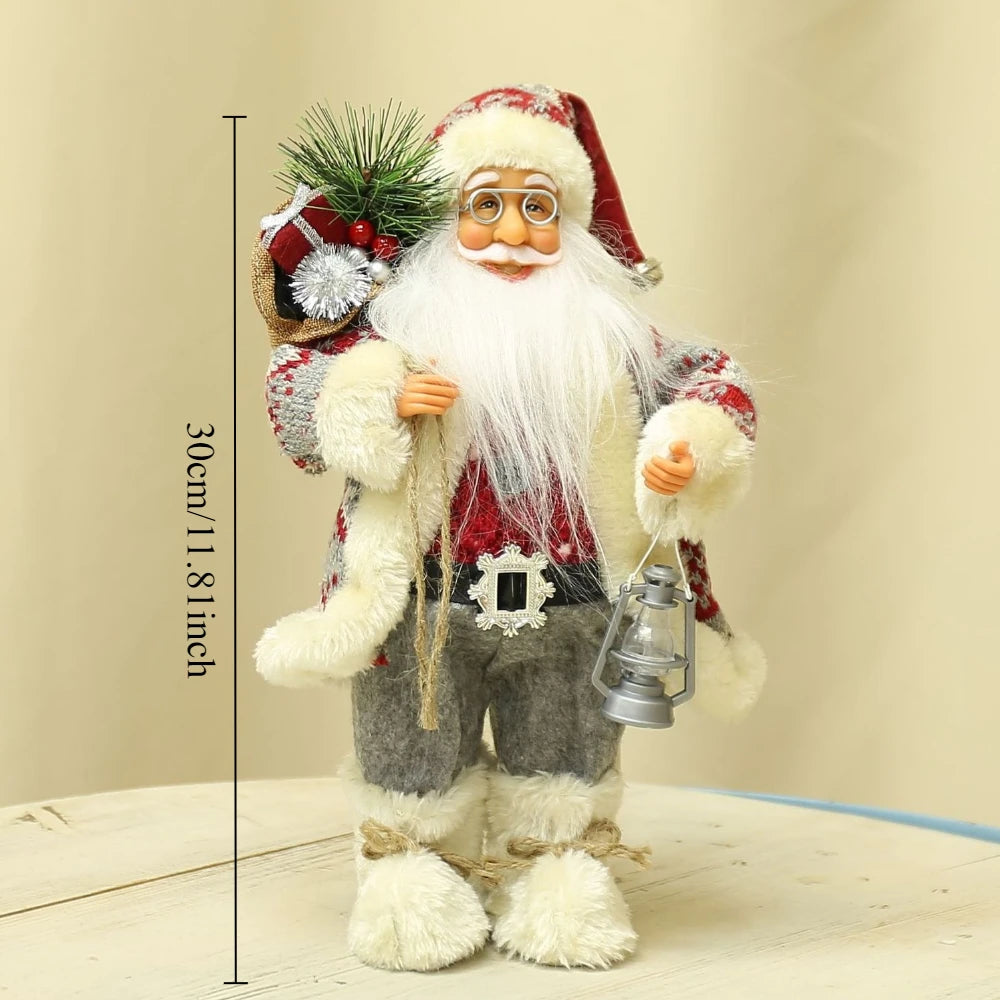 Bonecos de Papai Noel artesanais e fofos, figuras chiques de Papai Noel