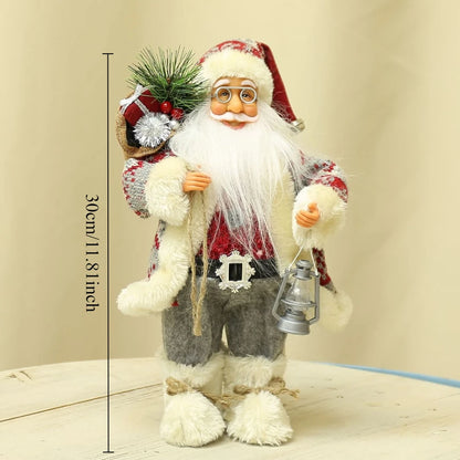 Bonecos de Papai Noel artesanais e fofos, figuras chiques de Papai Noel