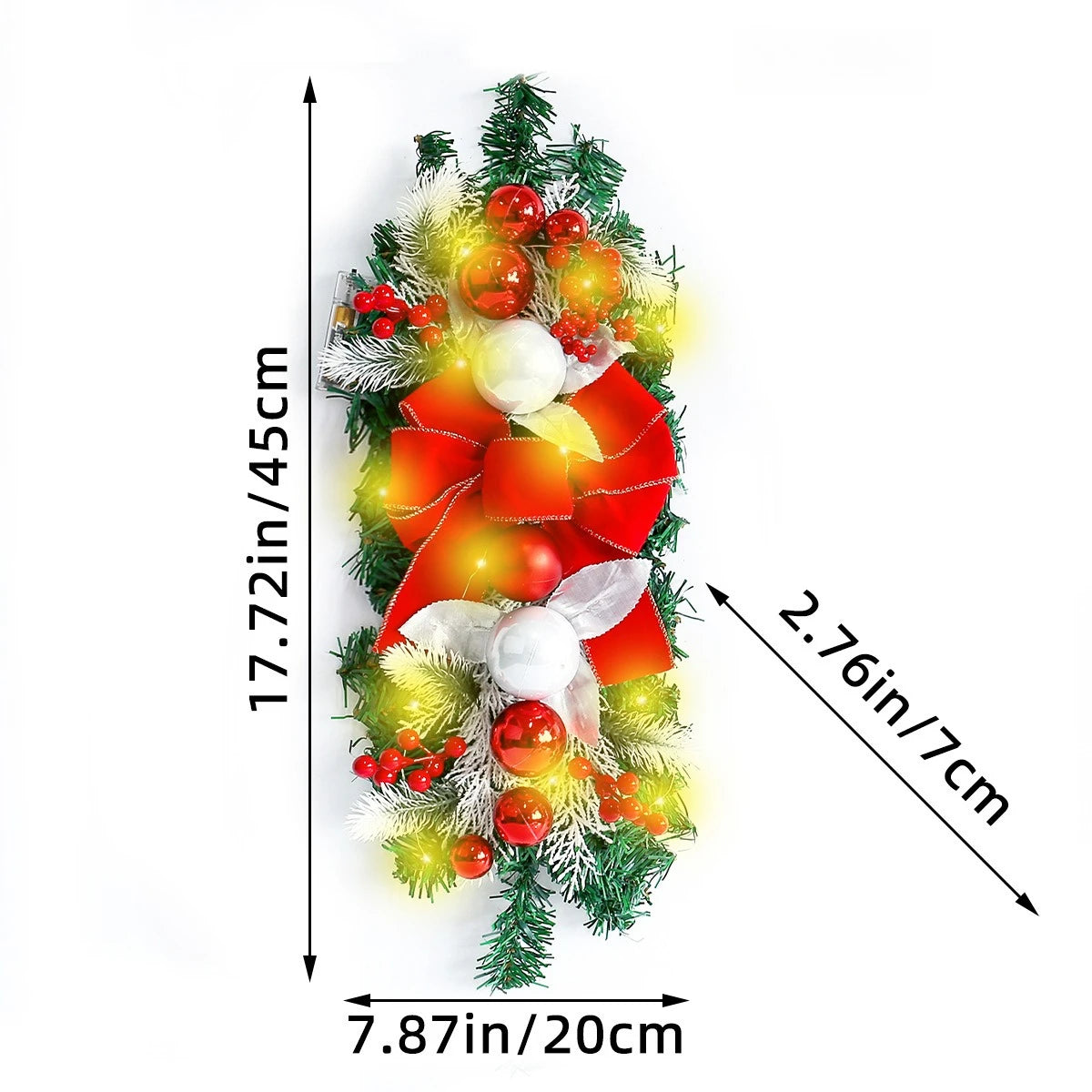 Guirlanda natalina com neve artificial Decoração de Natal Guirlanda Natal Porta Rattan