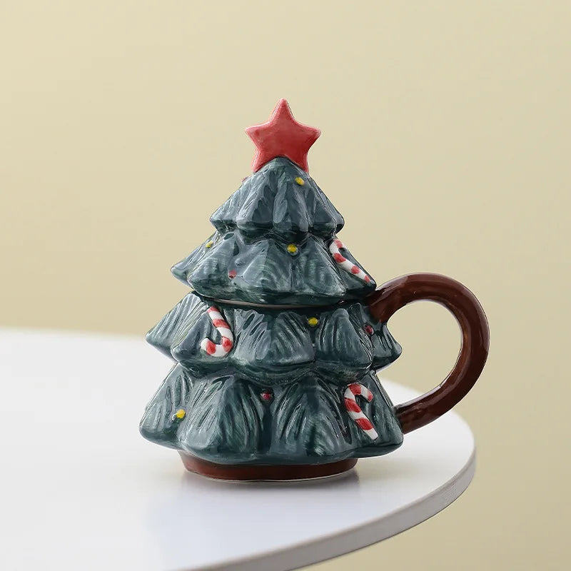 Caneca de Árvore Capacidade: 301ml*400ml Natal de Cerâmica Festiva Fácil de Limpar Xícara de Café de Natal