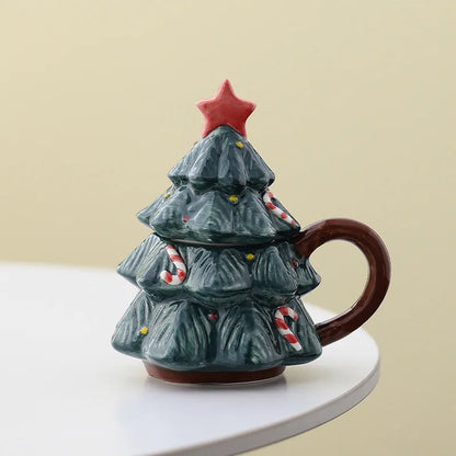 Caneca de Árvore Capacidade: 301ml*400ml Natal de Cerâmica Festiva Fácil de Limpar Xícara de Café de Natal