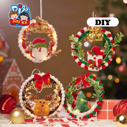 Guirlanda de Natal feita à mão com iluminação para decoração de festa de Natal