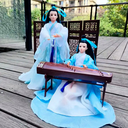Boneca chinesa para menina, de boneca da Ásia com sapatos de suporte, cocar, boneca